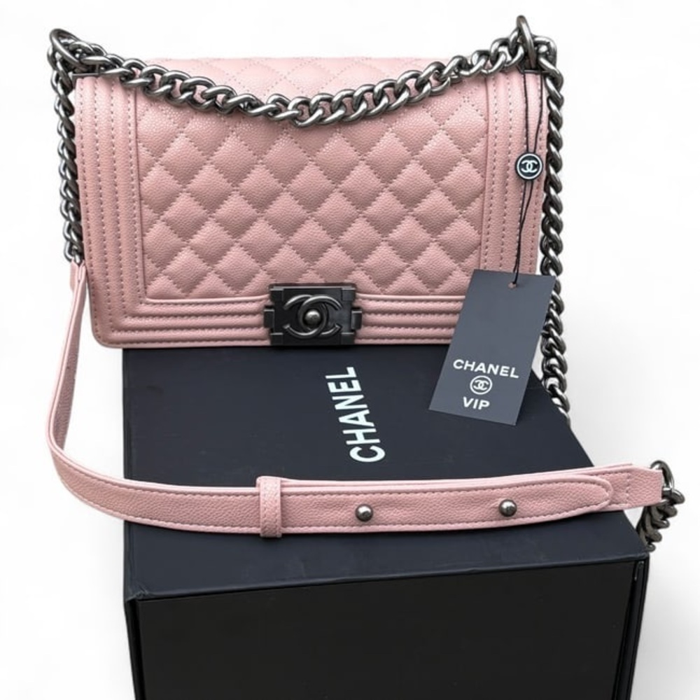 Pink Quilted Leather Boy Flap Bag with Silver Hardware
